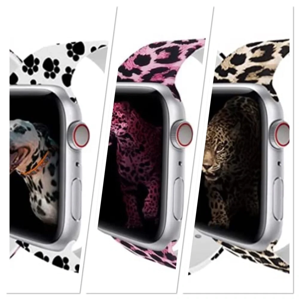 3-Pack Apple Watch Band Soft Silicone Waterproof Sport Wristbands Strap Prints